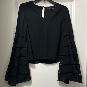 Endless Rose Black Bell-Sleeved Blouse